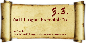Zwillinger Barnabás névjegykártya